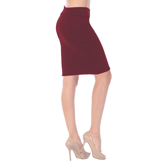 Van Der Rich ® - Kurzer, Enger Rock Gummizug in der Taille - Damen (Bordeaux, L-XL)