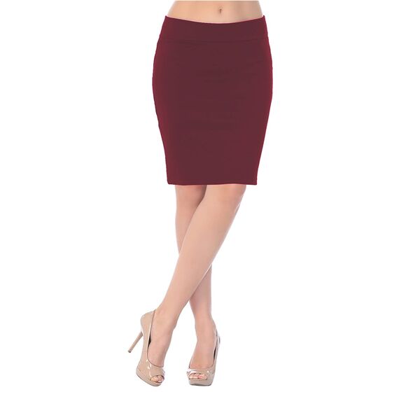 Van Der Rich ® - Kurzer, Enger Rock Gummizug in der Taille - Damen (Bordeaux, L-XL)
