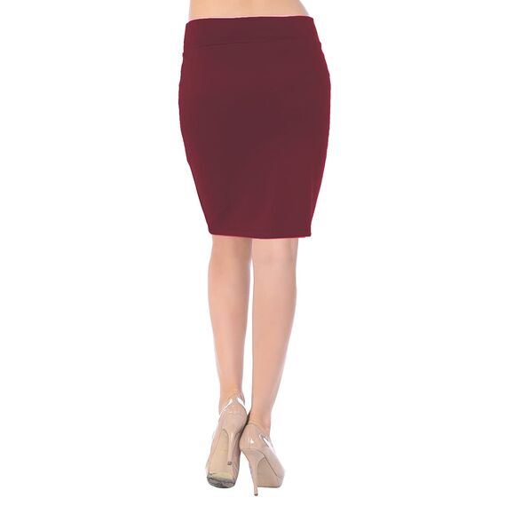 Van Der Rich ® - Kurzer, Enger Rock Gummizug in der Taille - Damen (Bordeaux, L-XL)