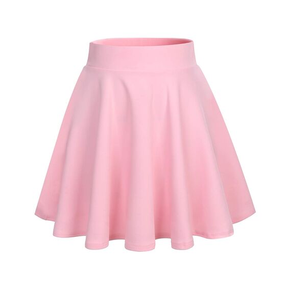 DRESSTELLS Rock Damen Kurz Skater Rock A-Linie Hohe Taille Minirock Silvesteroutfit Anime Faltenrock Karneval Tennis Rock Pink 2XL