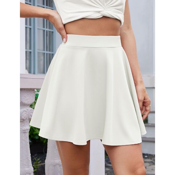 DRESSTELLS Rock Damen Weiß Kurz Skater Rock A-Linie Hohe Taille Minirock Silvesteroutfit Anime Faltenrock Karneval Tennis Rock White M