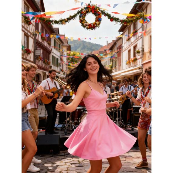 DRESSTELLS Rock Damen Kurz Skater Rock A-Linie Hohe Taille Minirock Silvesteroutfit Anime Faltenrock Karneval Tennis Rock Pink XL