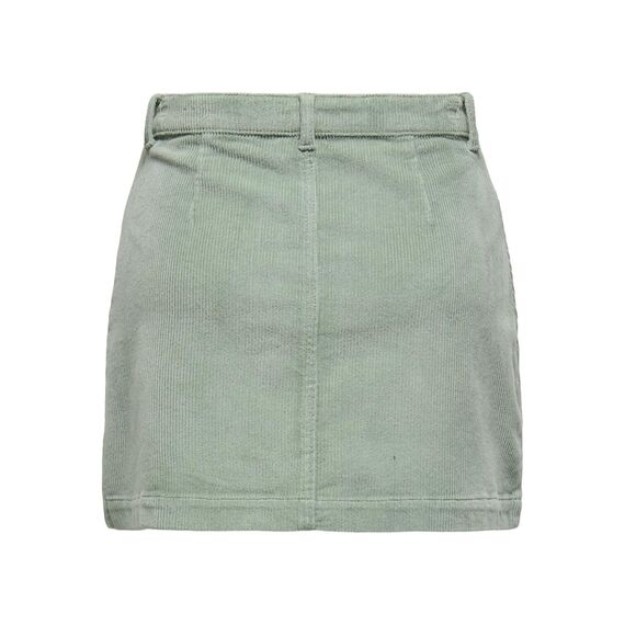 ONLY Damen Cordrock ONLAmazing Mini-Rock mit sichtbarer Knopfleiste 15182080 Lily Pad S