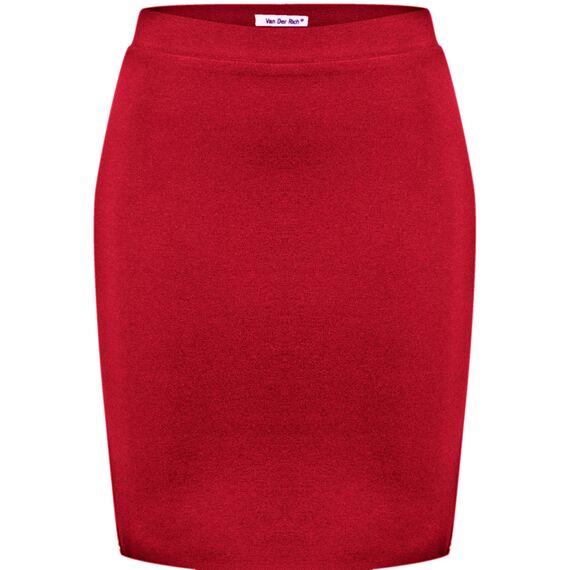 Van Der Rich ® - Kurzer, Enger Rock Gummizug in der Taille - Damen (Rot, S-M)