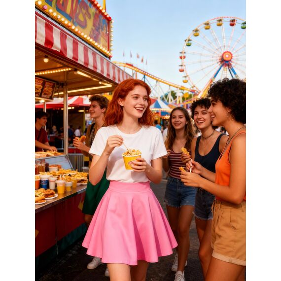 DRESSTELLS Rock Damen Kurz Skater Rock A-Linie Hohe Taille Minirock Silvesteroutfit Anime Faltenrock Karneval Tennis Rock Pink 2XL