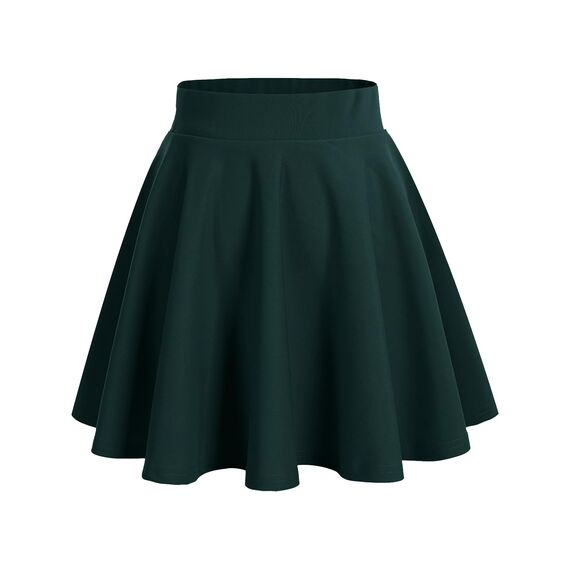 DRESSTELLS Rock Damen Kurz Skater Rock A-Linie Hohe Taille Dunkelgrün Minirock Silvesteroutfit Anime Faltenrock Karneval Tennis Rock Dark Green 2XL