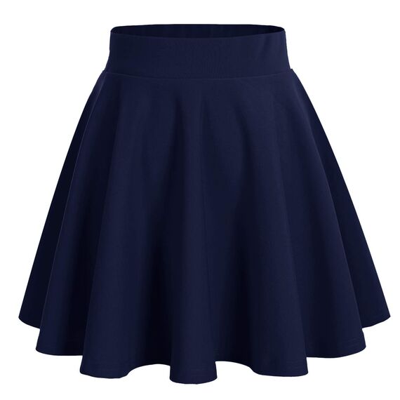 DRESSTELLS Rock Damen A-Linie Hohe Taille Midirock Silvesteroutfit Anime Faltenrock Karneval Tennis Rock Navy-Midi S