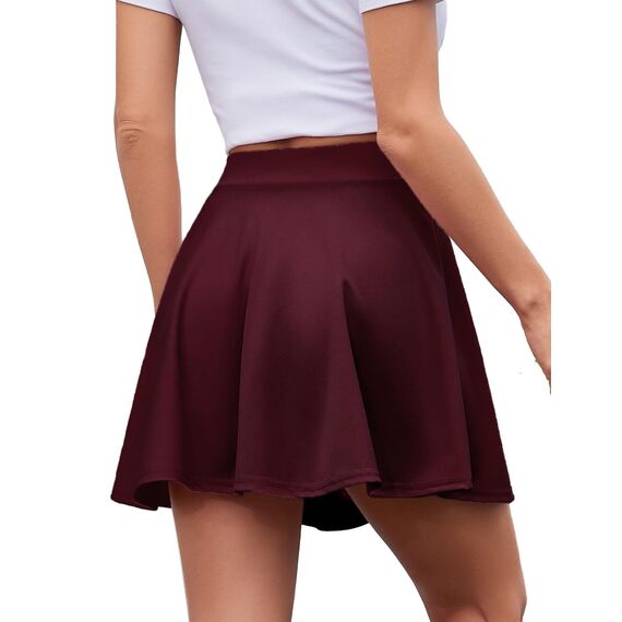 DRESSTELLS Rock Damen Burgunderrot Kurz Skater Rock A-Linie Hohe Taille Minirock Silvesteroutfit Anime Faltenrock Karneval Tennis Rock Burgundy S