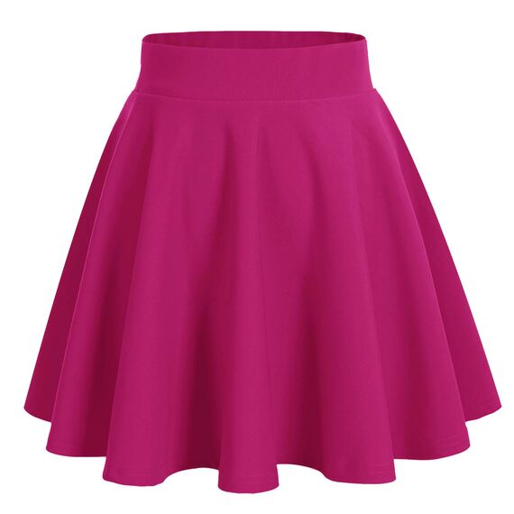 DRESSTELLS Rock Damen Kurz Skater Rock A-Linie Hohe Taille Minirock Silvesteroutfit Anime Faltenrock Karneval Tennis Rock Fuschia M