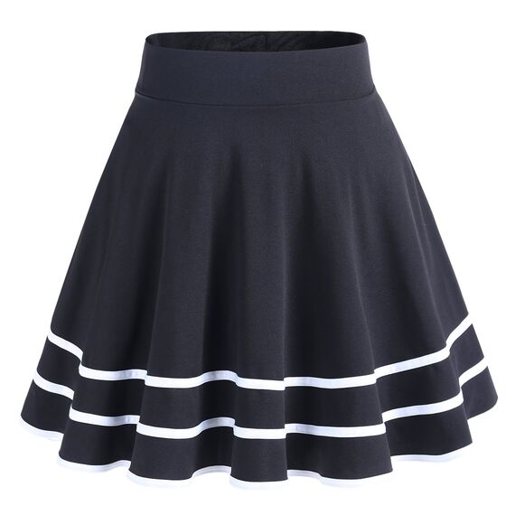 DRESSTELLS Rock Damen Kurz Skater Rock A-Linie Hohe Taille Minirock Silvesteroutfit Anime Faltenrock Karneval Tennis Rock Black-White S