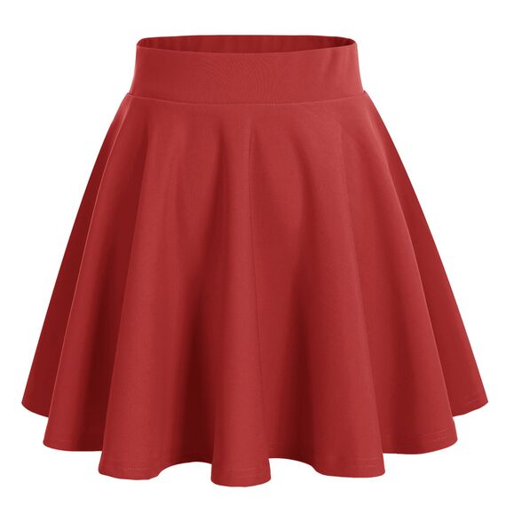 DRESSTELLS Rock Damen Rot Kurz Skater Rock A-Linie Hohe Taille Roter Minirock Silvesteroutfit Anime Faltenrock Karneval Tennis Rock Red L