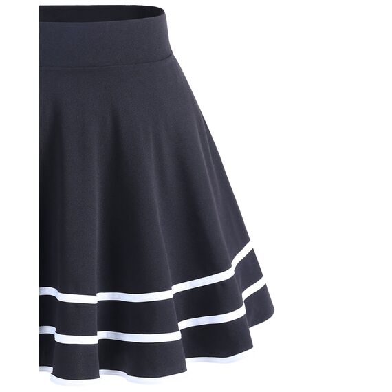 DRESSTELLS Rock Damen Kurz Skater Rock A-Linie Hohe Taille Minirock Silvesteroutfit Anime Faltenrock Karneval Tennis Rock Black-White L