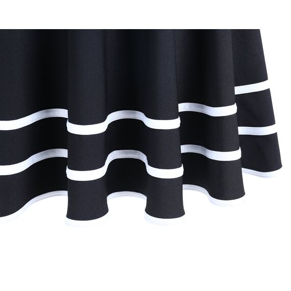 DRESSTELLS Rock Damen Kurz Skater Rock A-Linie Hohe Taille Minirock Silvesteroutfit Anime Faltenrock Karneval Tennis Rock Black-White L