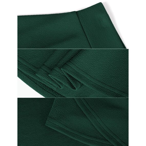 DJT Damen Mädchen Basic Solid Dehnbaren Informell Mini Skater Rock mit Shorts Dunkelgrün X-Small