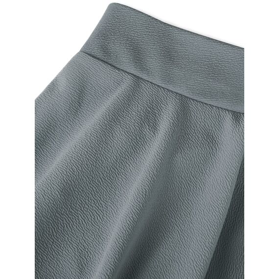 DJT Damen Mädchen Basic Solid Dehnbaren Informell Mini Skater Rock mit Shorts Grau Medium