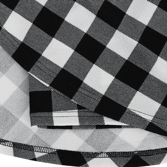 DJT Damen Mädchen Basic Solid Dehnbaren Informell Mini Skater Rock mit Shorts Schwarz Weiß Kariert Small