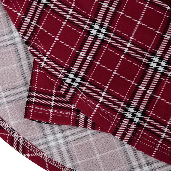 DJT Damen Mädchen Basic Solid Dehnbaren Informell Mini Skater Rock mit Shorts Weinrot Kariert X-Small