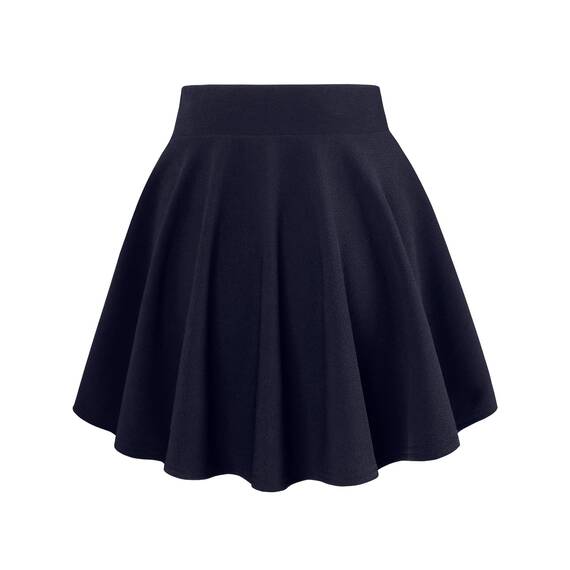 DJT Damen Mädchen Basic Solid Dehnbaren Informell Mini Skater Rock mit Shorts Marine XXL