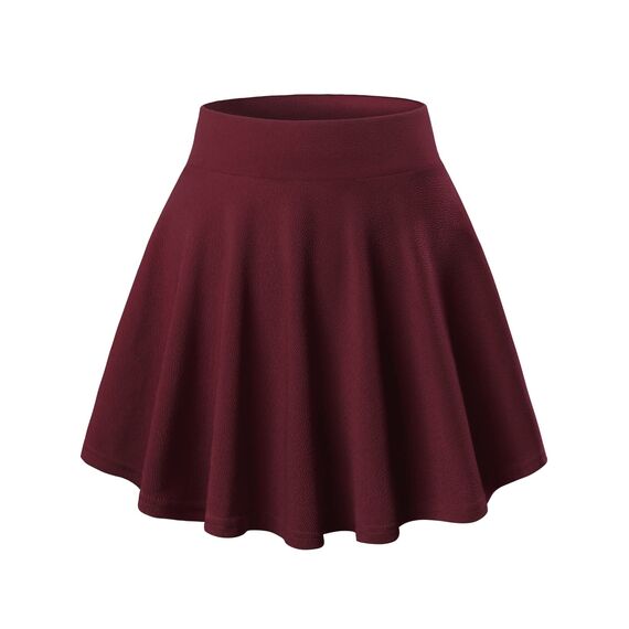 DJT Damen Mädchen Basic Solid Dehnbaren Informell Mini Skater Rock mit Shorts Jujube X-Large