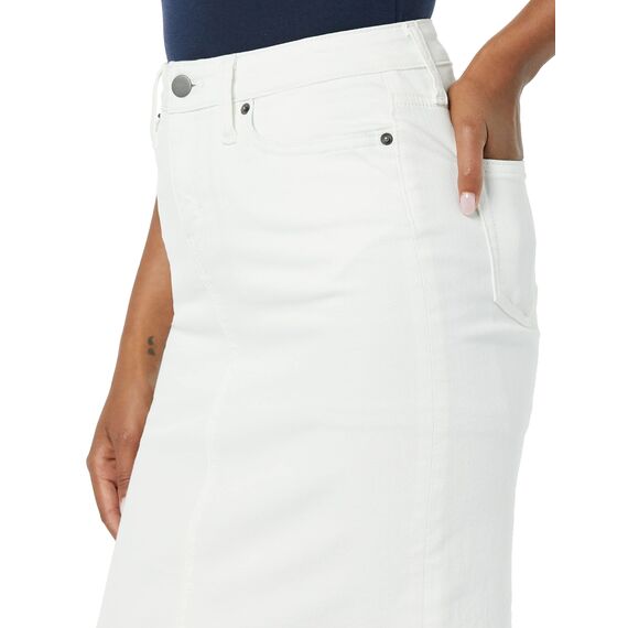 Amazon Essentials Damen Klassischer 5-Taschen-Jeansrock mit Stretchanteil, 60,3cm Länge (Erhältlich in Übergröße), Weiß, 42