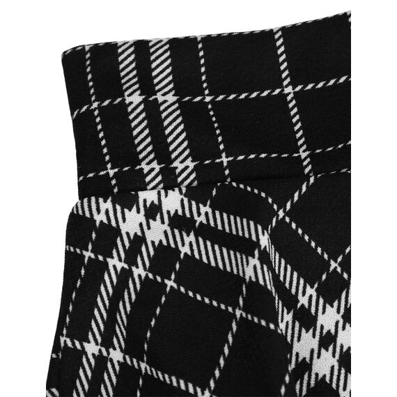 DJT Damen Mädchen Basic Solid Dehnbaren Informell Mini Skater Rock mit Shorts Schwarz Plaid Medium