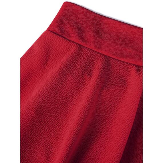 DJT Damen Mädchen Basic Solid Dehnbaren Informell Mini Skater Rock mit Shorts Rot XX-Large