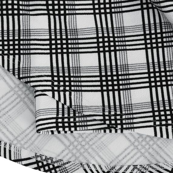 DJT Damen Mädchen Basic Solid Dehnbaren Informell Mini Skater Rock mit Shorts Schwarz Weiß Gitter‌ Large