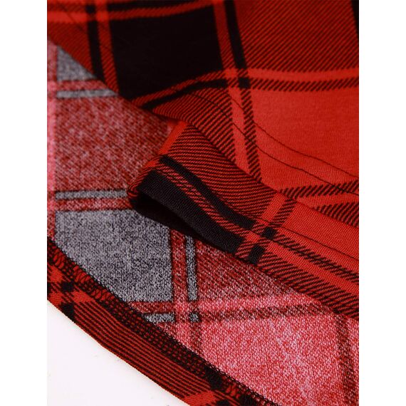 DJT Damen Mädchen Basic Solid Dehnbaren Informell Mini Skater Rock mit Shorts Rot Plaid X-Large