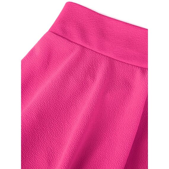 DJT Damen Mädchen Basic Solid Dehnbaren Informell Mini Skater Rock mit Shorts Magenta X-Large