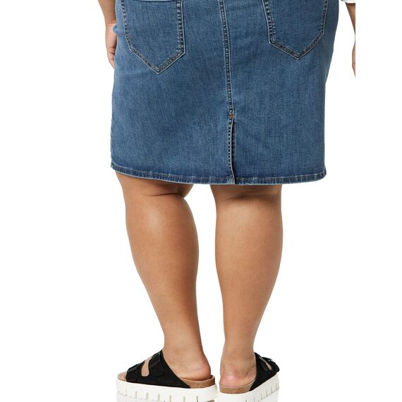 Amazon Essentials Damen Klassischer 5-Taschen-Jeansrock mit Stretchanteil, 60,3cm Länge (Erhältlich in Übergröße), Mittlere Waschung, 34
