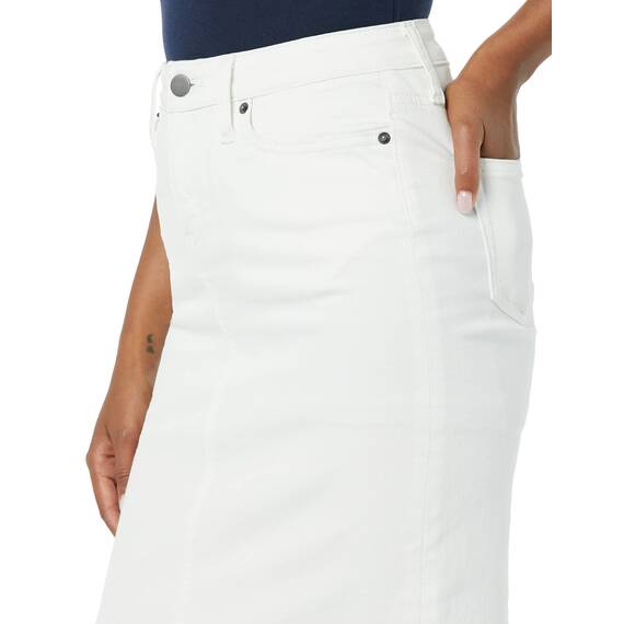 Amazon Essentials Damen Klassischer 5-Taschen-Jeansrock mit Stretchanteil, 60,3cm Länge (Erhältlich in Übergröße), Weiß, 44 Große Größe