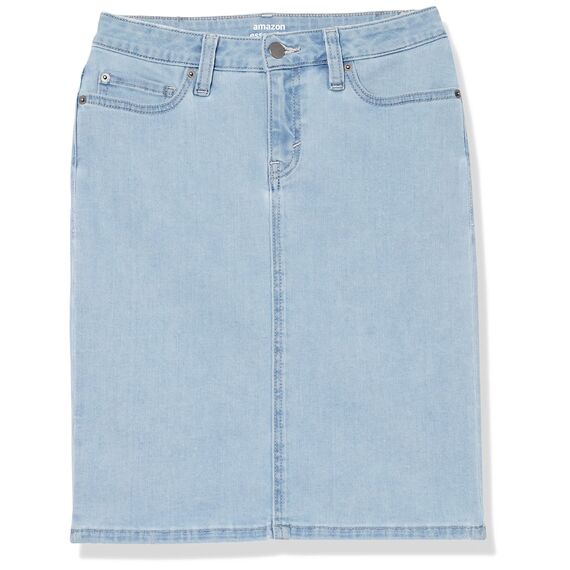 Amazon Essentials Damen Klassischer 5-Taschen-Jeansrock mit Stretchanteil, 60,3cm Länge (Erhältlich in Übergröße), Helle Waschung, 64 Große Größe