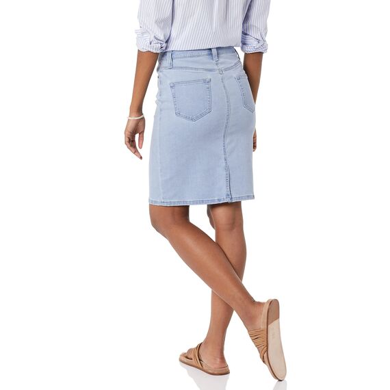 Amazon Essentials Damen Klassischer 5-Taschen-Jeansrock mit Stretchanteil, 60,3cm Länge (Erhältlich in Übergröße), Helle Waschung, 44 Große Größe