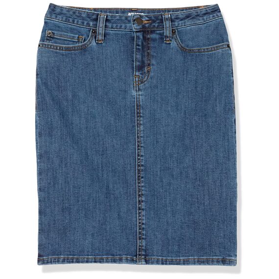 Amazon Essentials Damen Klassischer 5-Taschen-Jeansrock mit Stretchanteil, 60,3cm Länge (Erhältlich in Übergröße), Mittlere Waschung, 46 Große Größe