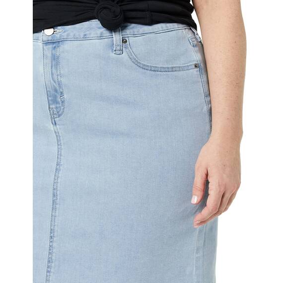 Amazon Essentials Damen Klassischer 5-Taschen-Jeansrock mit Stretchanteil, 60,3cm Länge (Erhältlich in Übergröße), Helle Waschung, 44