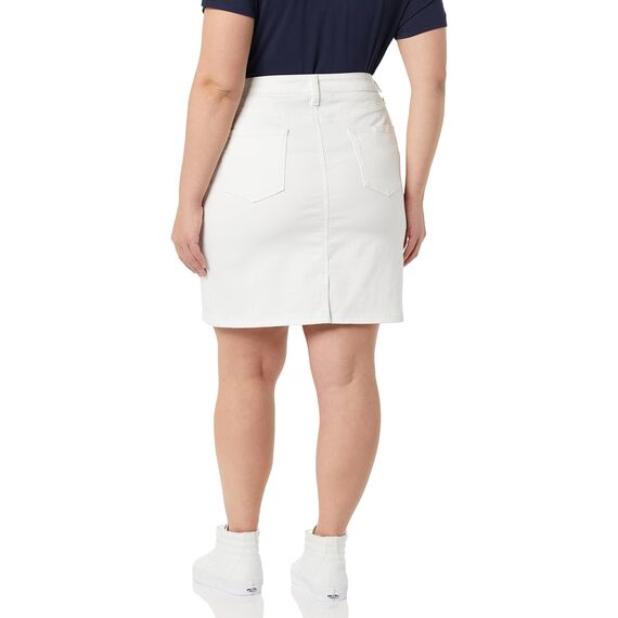 Amazon Essentials Damen Klassischer 5-Taschen-Jeansrock mit Stretchanteil, 60,3cm Länge (Erhältlich in Übergröße), Weiß, 68 Große Größe