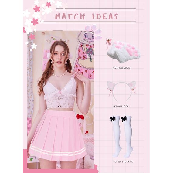 Avidlove Damen Kurz Rock Karneval Kostüm Sexy Skirt Basic Faltenrock Kariert Kleid Rave Outfit Hohe Taille Plisseerock Tennis Sportrock Party Minirock Elastisch Schule A-Linie Rosa M