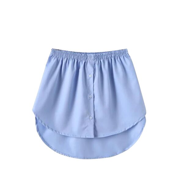 Girstunm Women's Shirt Extender for Women Adjustable Layered Fake Top Lower Sweep Shirt Half Length Mini Skirt for Girls Blau XL