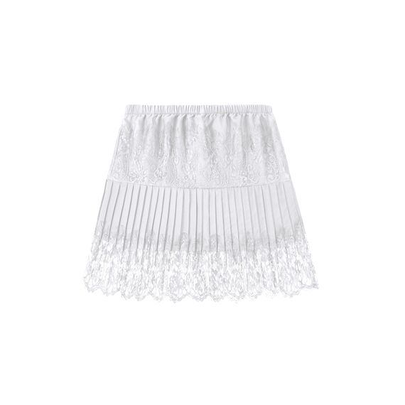 Girstunm Women's Shirt Extender for Women Adjustable Layered Fake Top Lower Sweep Shirt Half Length Mini Skirt for Girls Weiß Lace S