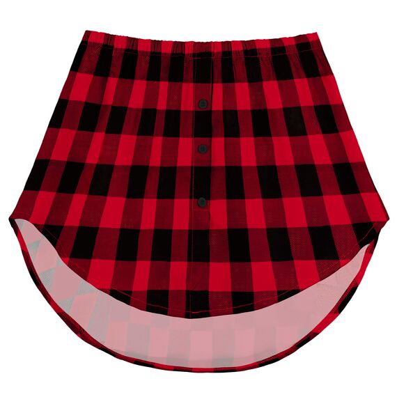 Girstunm Women's Shirt Extender for Women Adjustable Layered Fake Top Lower Sweep Shirt Half Length Mini Skirt for Girls Schwarz Rot Kariert M