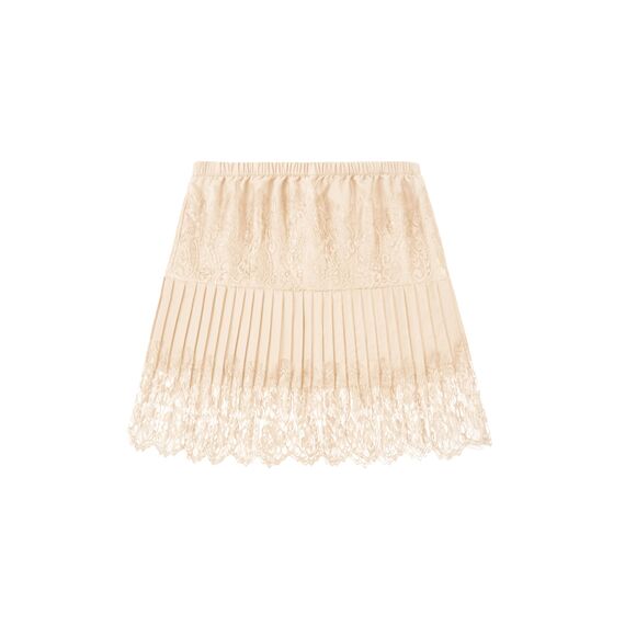 Girstunm Women's Shirt Extender for Women Adjustable Layered Fake Top Lower Sweep Shirt Half Length Mini Skirt for Girls Nude Lace L