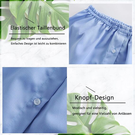 Girstunm Women's Shirt Extender for Women 2Pcs Adjustable Layered Fake Top Lower Sweep Shirt Half Length Mini Skirt for Girls Blau und Weiß M