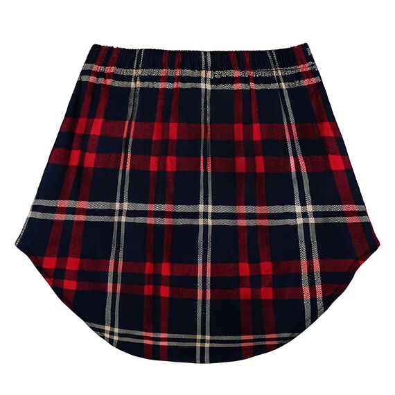 Girstunm Women's Shirt Extender for Women Adjustable Layered Fake Top Lower Sweep Shirt Half Length Mini Skirt for Girls Marineblau Rot Kariert XL
