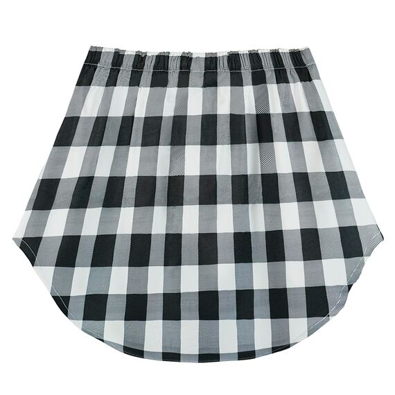 Girstunm Women's Shirt Extender for Women Adjustable Layered Fake Top Lower Sweep Shirt Half Length Mini Skirt for Girls Schwarz Weiß Kariert S