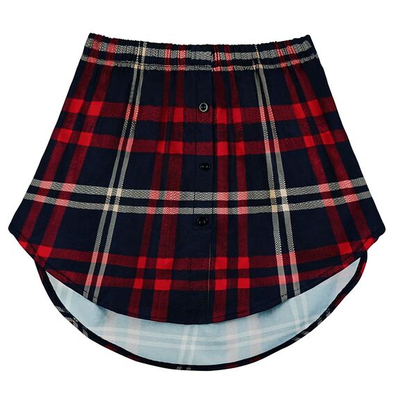 Girstunm Women's Shirt Extender for Women Adjustable Layered Fake Top Lower Sweep Shirt Half Length Mini Skirt for Girls Marineblau Rot Kariert XL