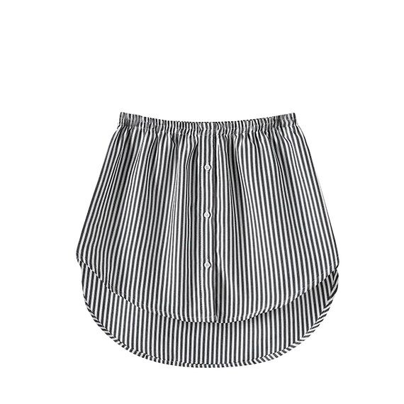 Girstunm Women's Shirt Extender for Women Adjustable Layered Fake Top Lower Sweep Shirt Half Length Mini Skirt for Girls Schwarz Stripe XL