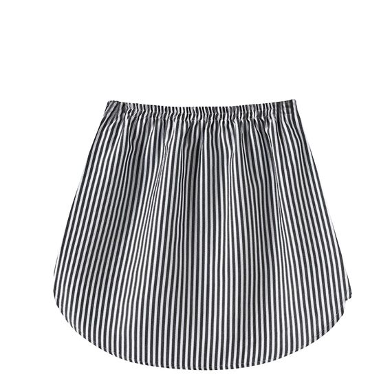 Girstunm Women's Shirt Extender for Women Adjustable Layered Fake Top Lower Sweep Shirt Half Length Mini Skirt for Girls Schwarz Stripe XL