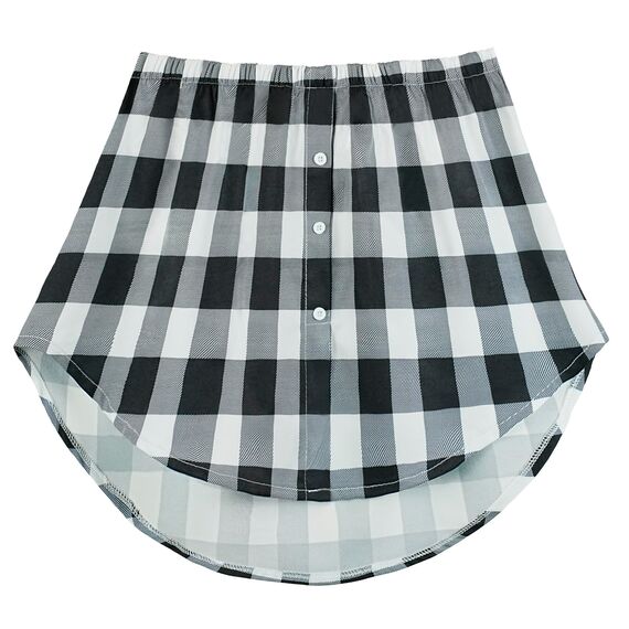 Girstunm Women's Shirt Extender for Women Adjustable Layered Fake Top Lower Sweep Shirt Half Length Mini Skirt for Girls Schwarz Weiß Kariert M