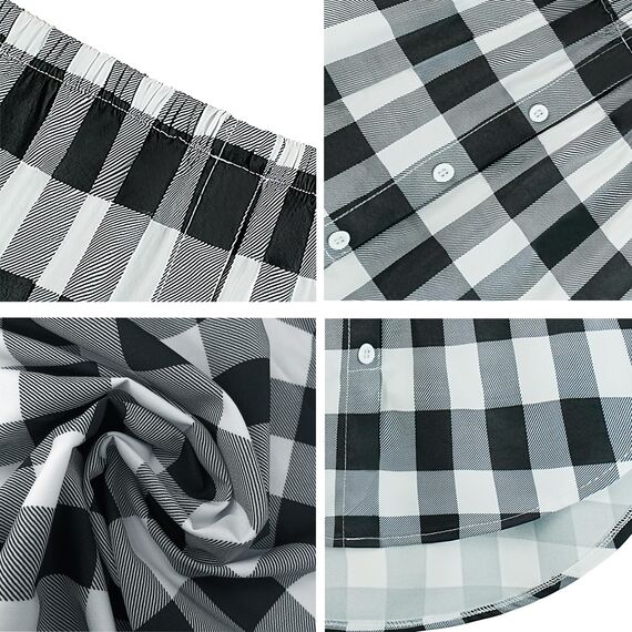 Girstunm Women's Shirt Extender for Women Adjustable Layered Fake Top Lower Sweep Shirt Half Length Mini Skirt for Girls Schwarz Weiß Kariert XL