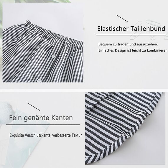 Girstunm Women's Shirt Extender for Women 2Pcs Adjustable Layered Fake Top Lower Sweep Shirt Half Length Mini Skirt for Girls BlackStripe und Weiß M